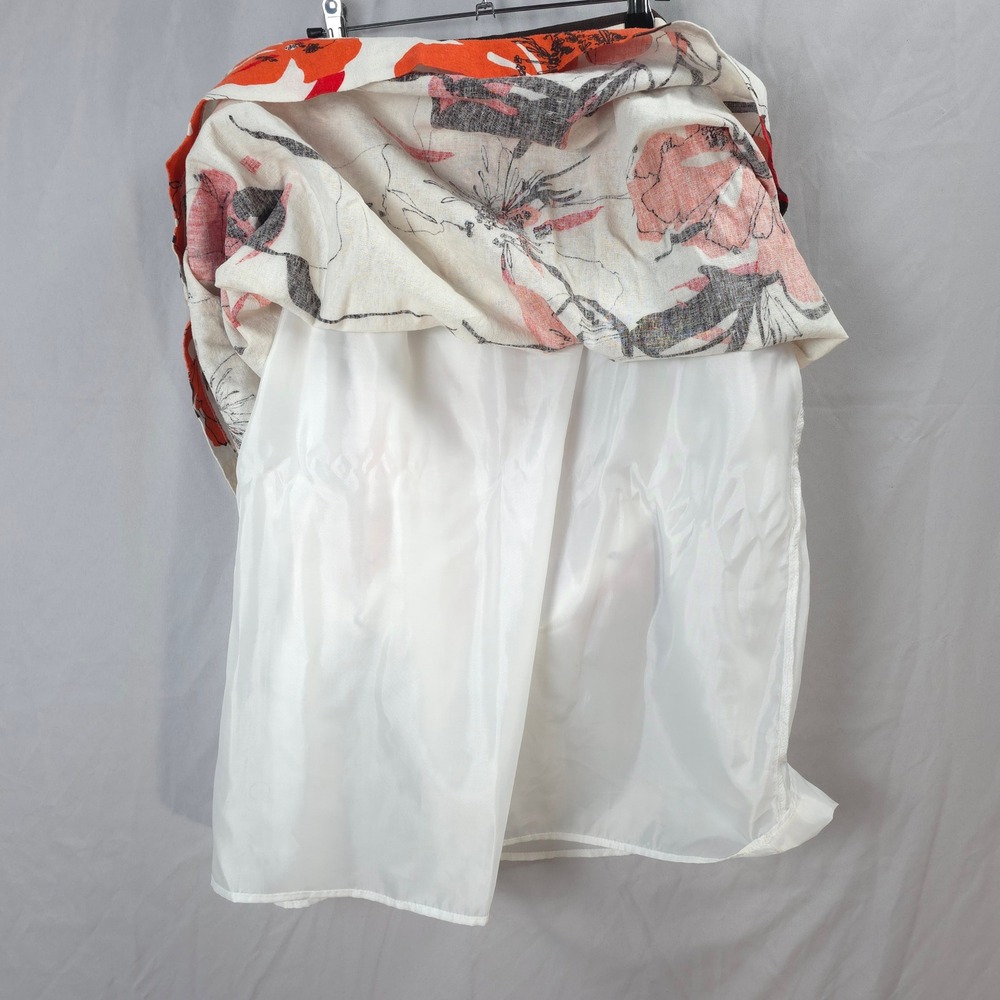 Cato Skirt 18/20W Linen Blend Floral Orange A-Line Knee Length Vintage Inspired - Picture 11 of 11